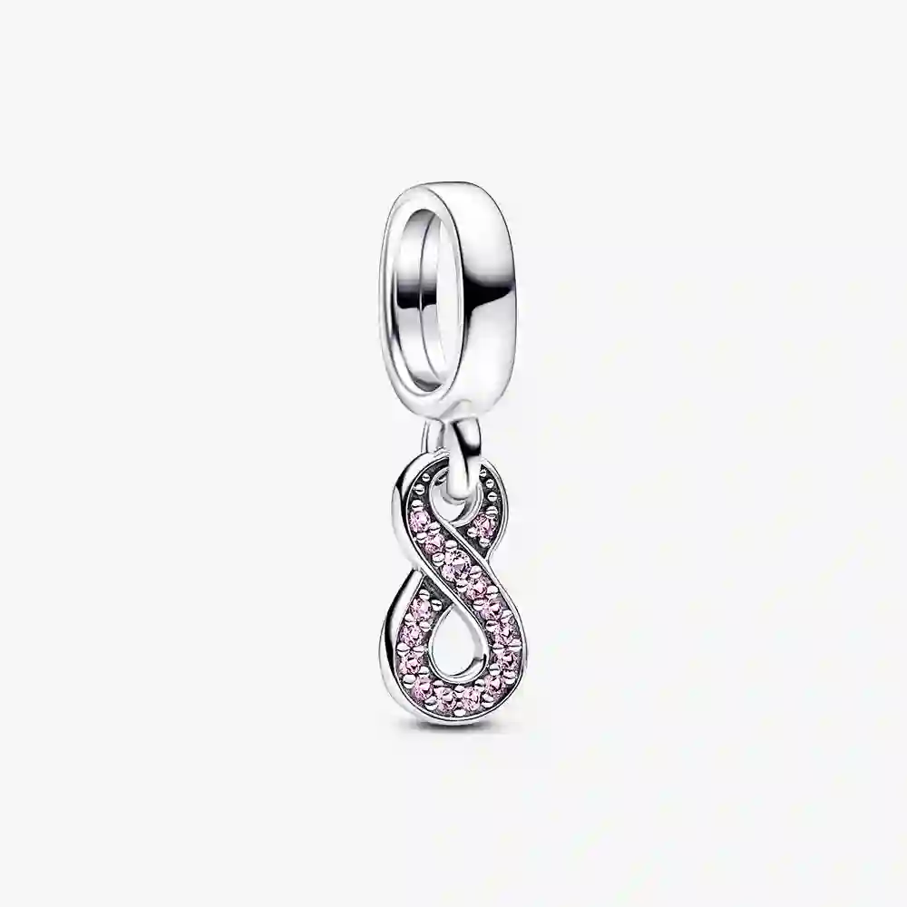 Infinity sterling silver dangle with cerise and ph