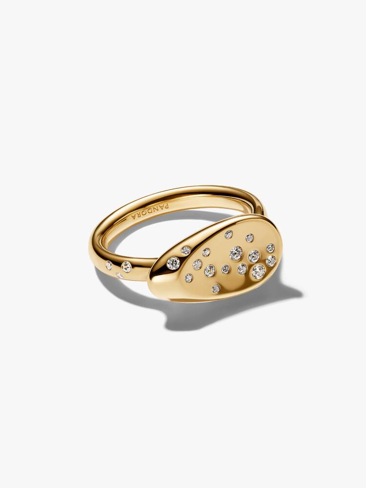14k gold-plated ring with clear cubic zirconia