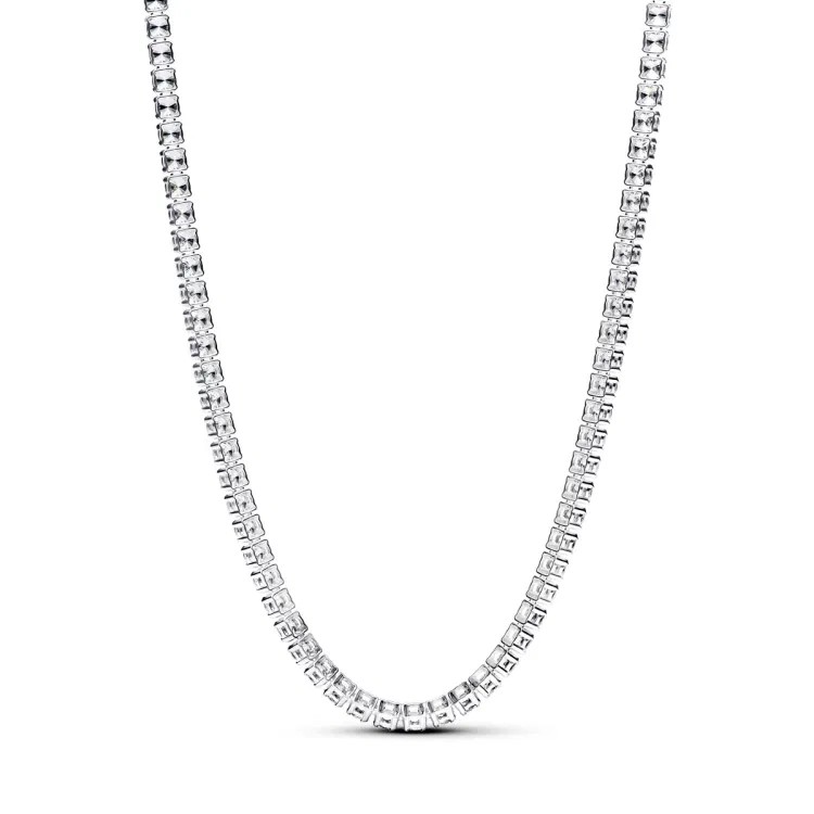 Sterling silver choker with clear cubic zirconia a