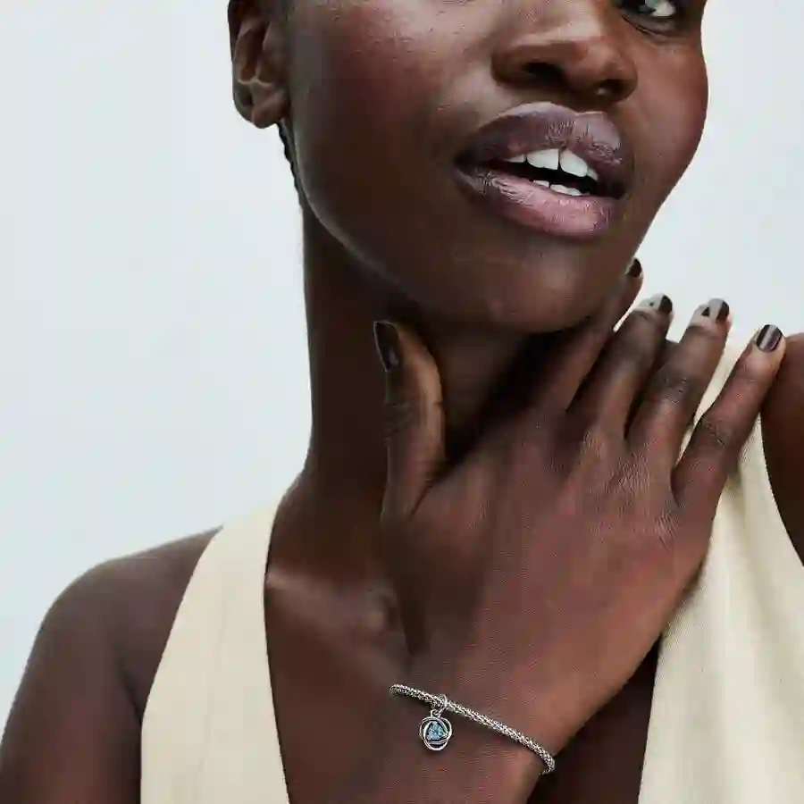 Sterling silver dangle with sea aqua blue crystal 