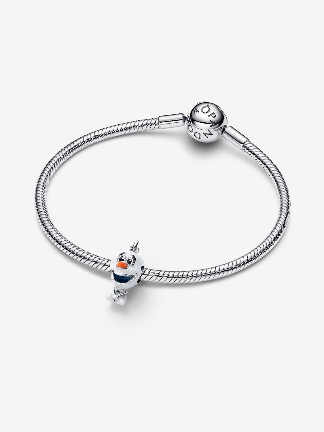 Disney Olaf sterling silver charm with orange, bla