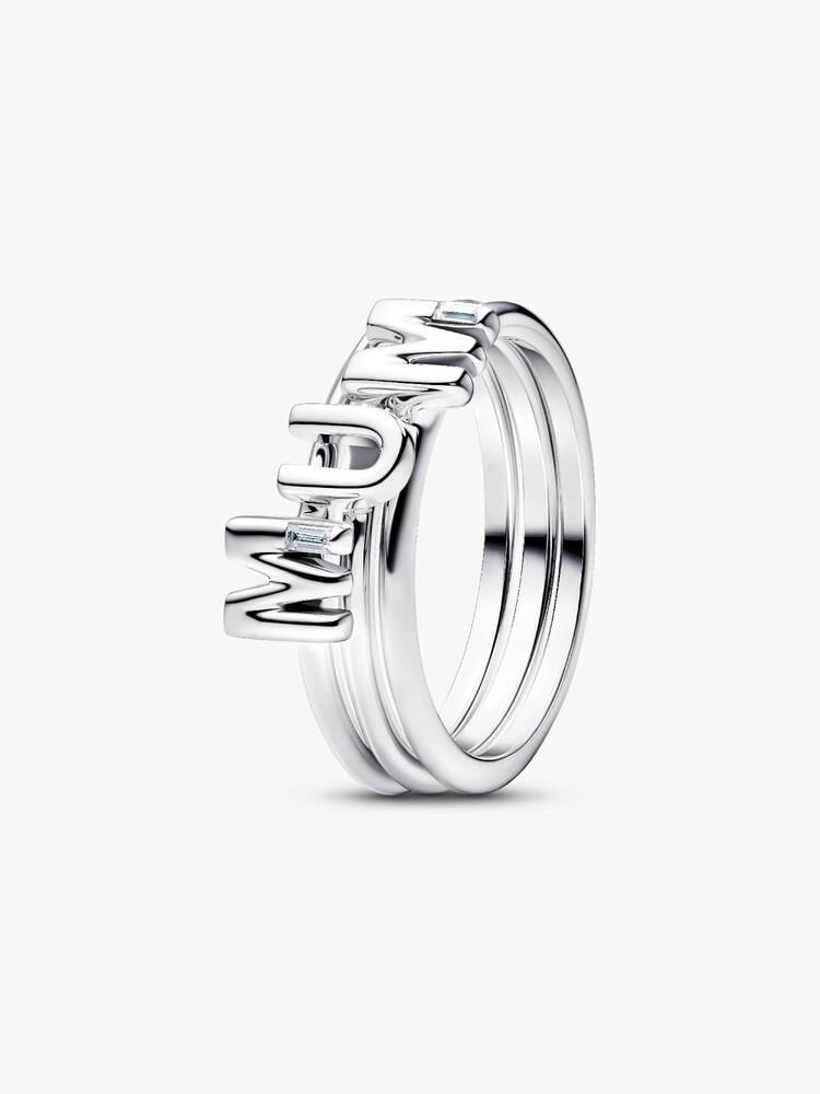 MUM sterling silver splittable ring with clear cubic zirconia