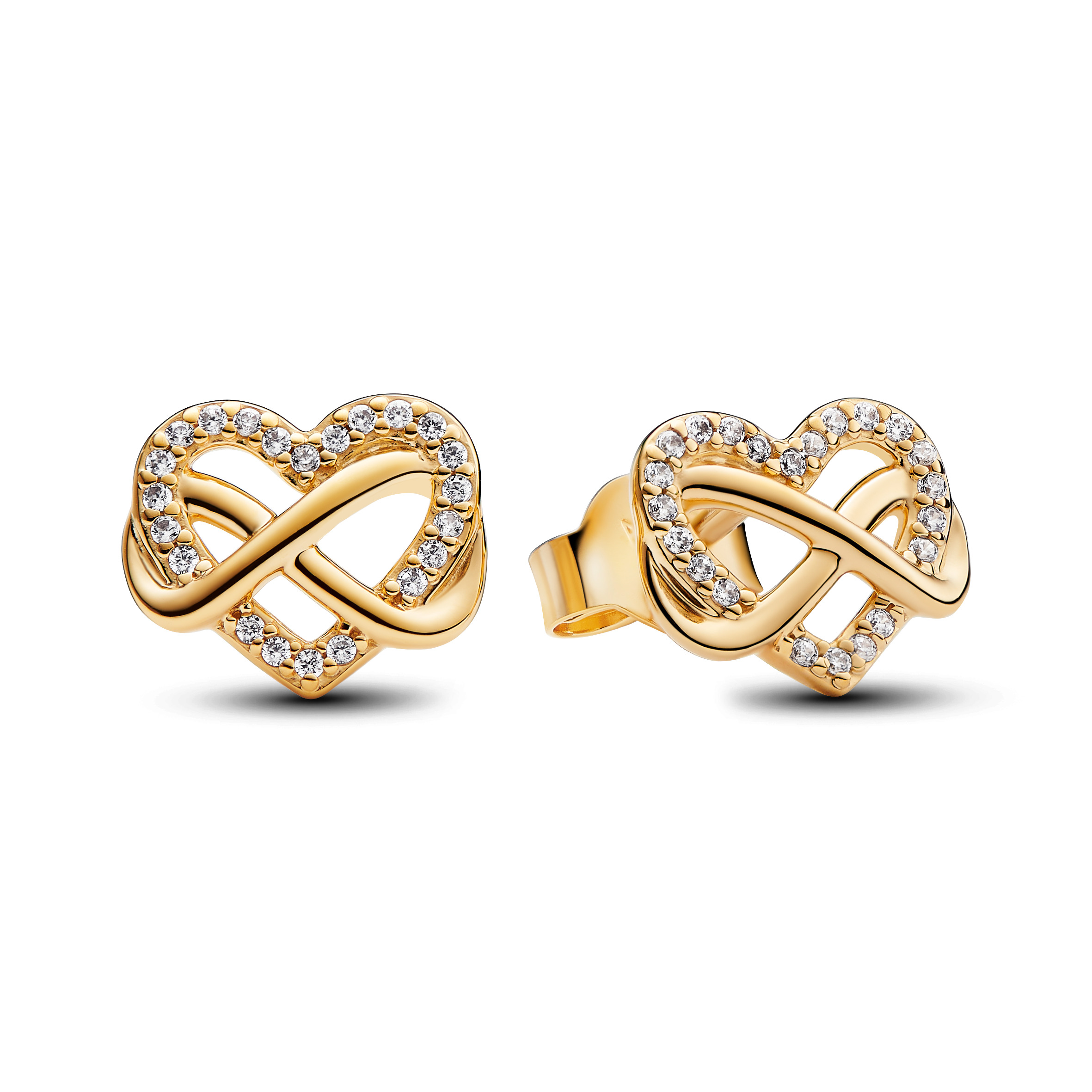 Infinity heart 14k gold-plated stud earrings with 