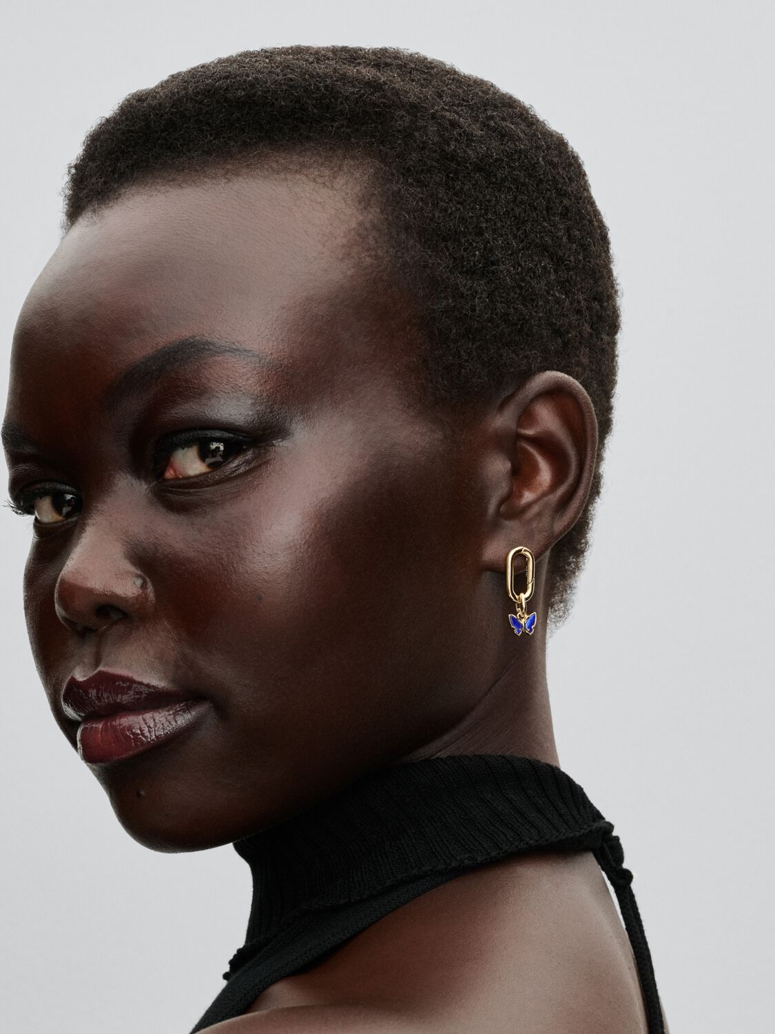 Butterfly 14k gold-plated mini dangle with imitati