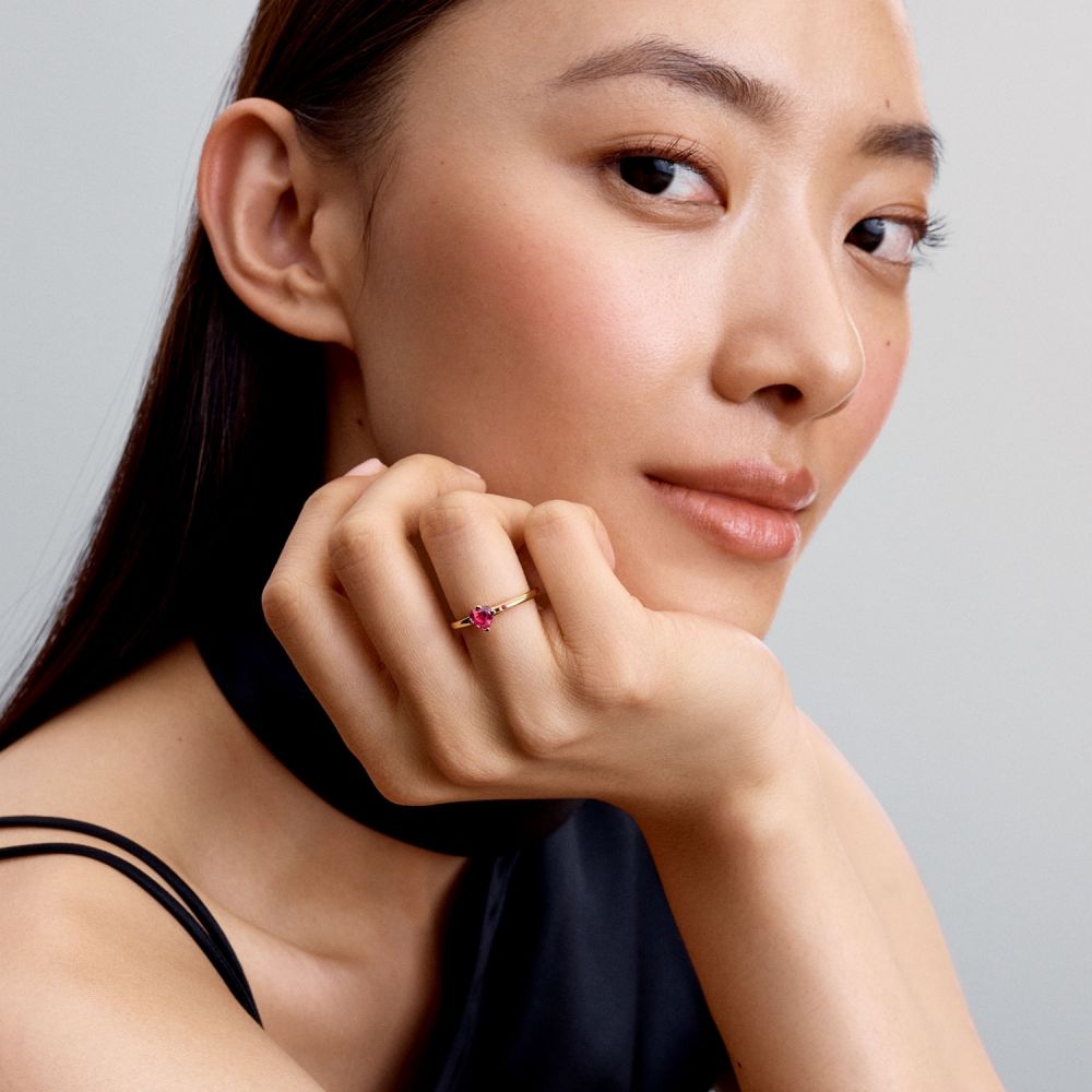 Heart 14k gold-plated ring with cherries jubilee r