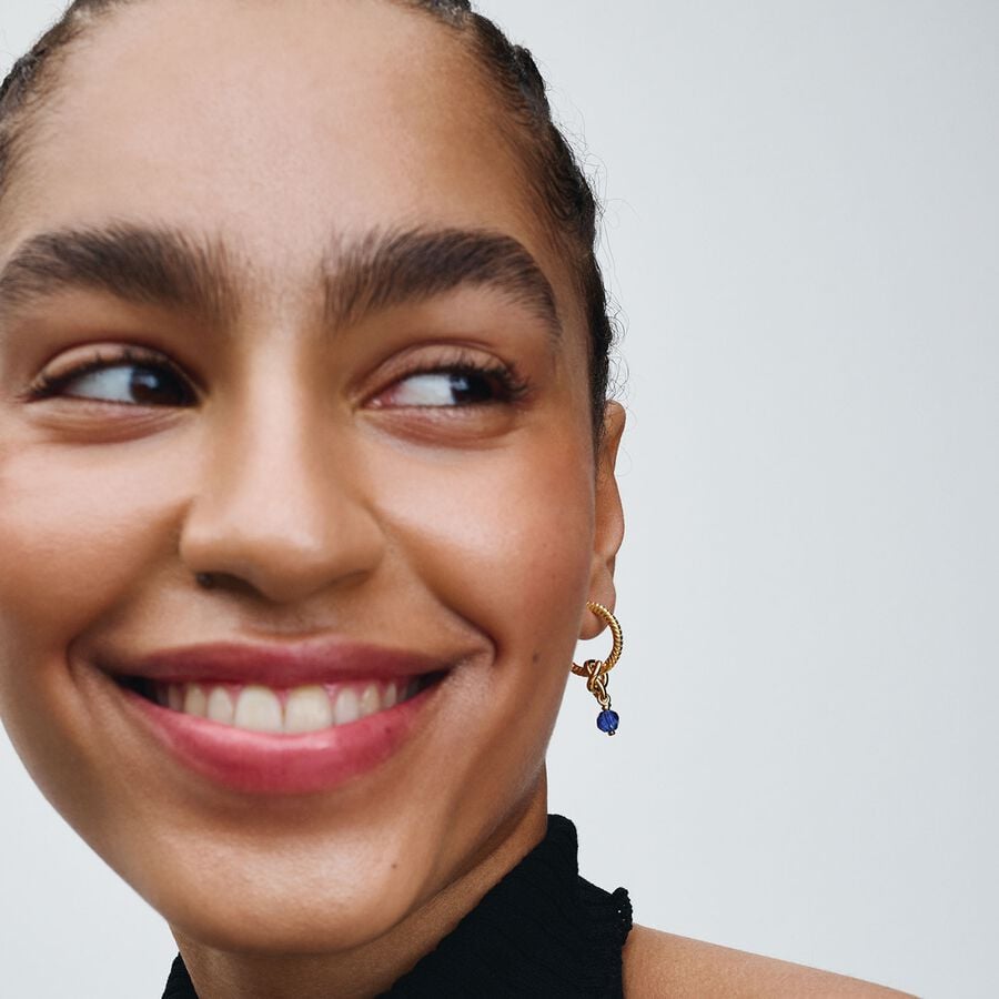 14k Gold-plated dangle with princess blue crystal