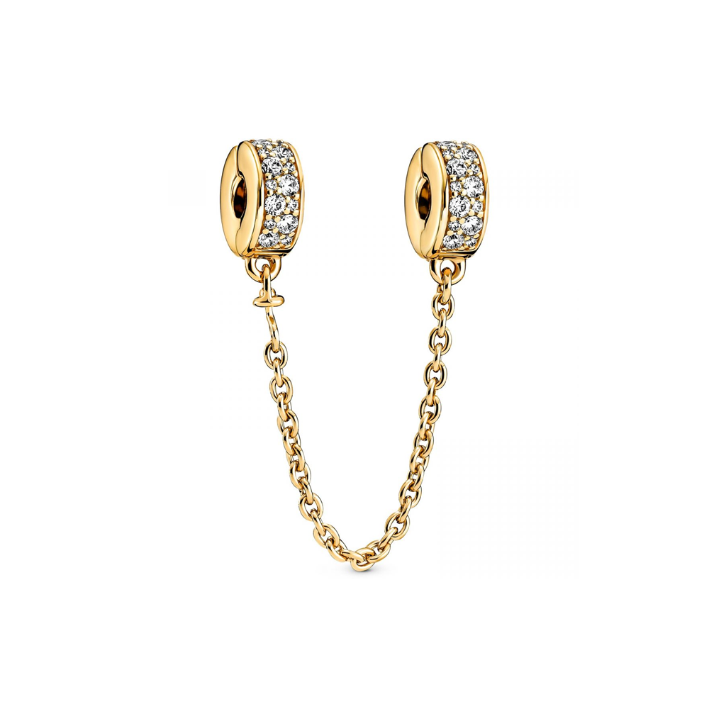 Pandora Shine safety chain with clear cubiczirconia and siliconegrip /766322C01-05