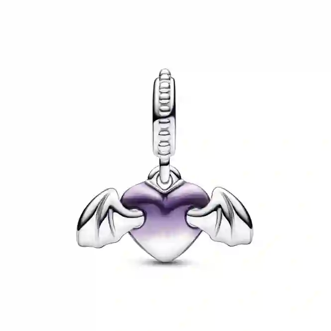 Vampire heart sterling silver dangle with shaded purple enamel