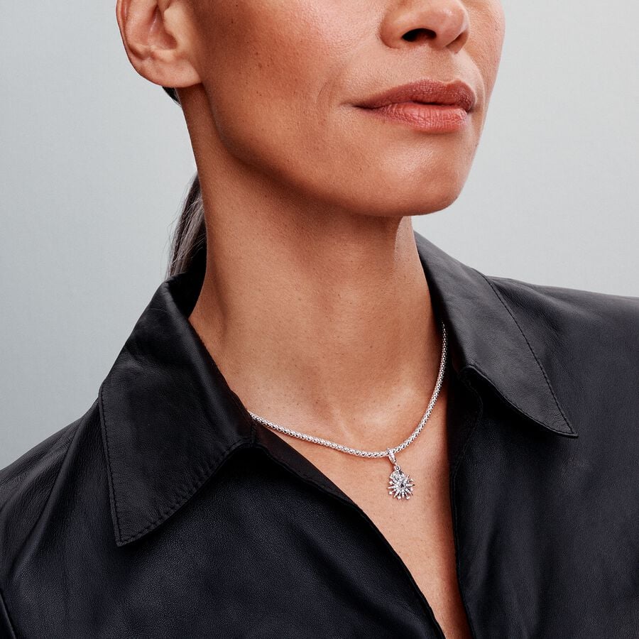 Firework sterling silver double dangle with clear 