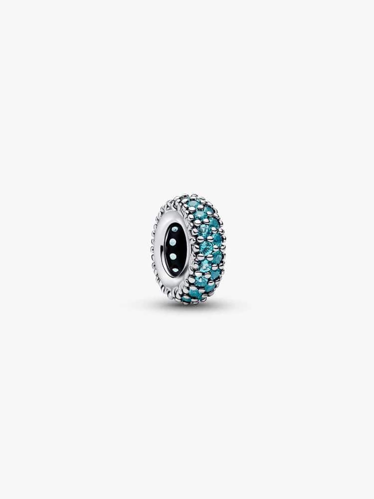 Abstract sterling silver spacer with icy blue crys