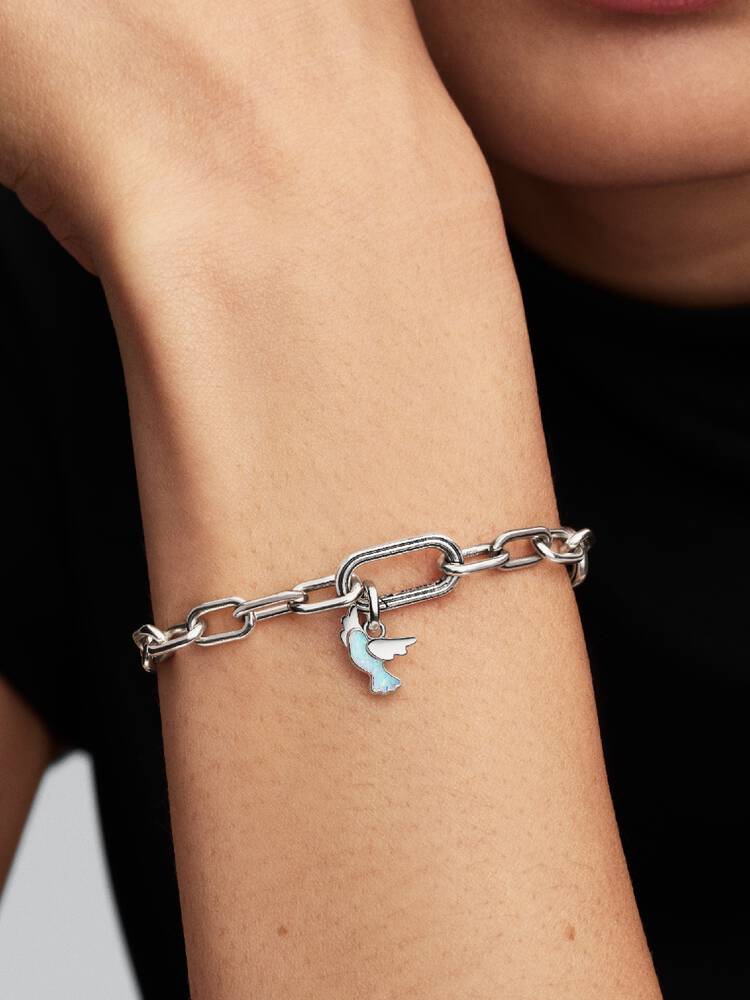 Dove sterling silver mini dangle with white lab-cr