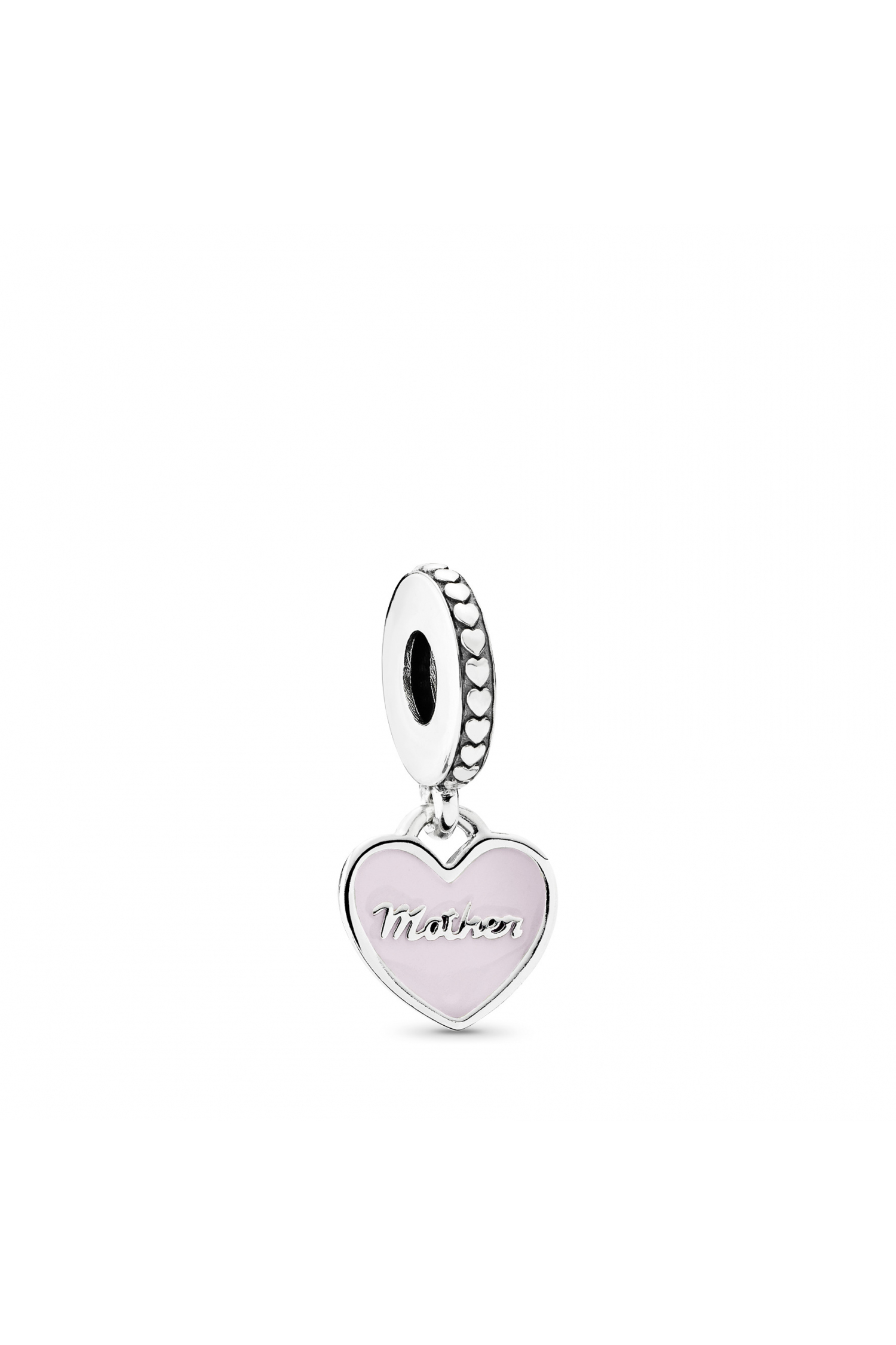 Mother and daughter split heart silver dangle with