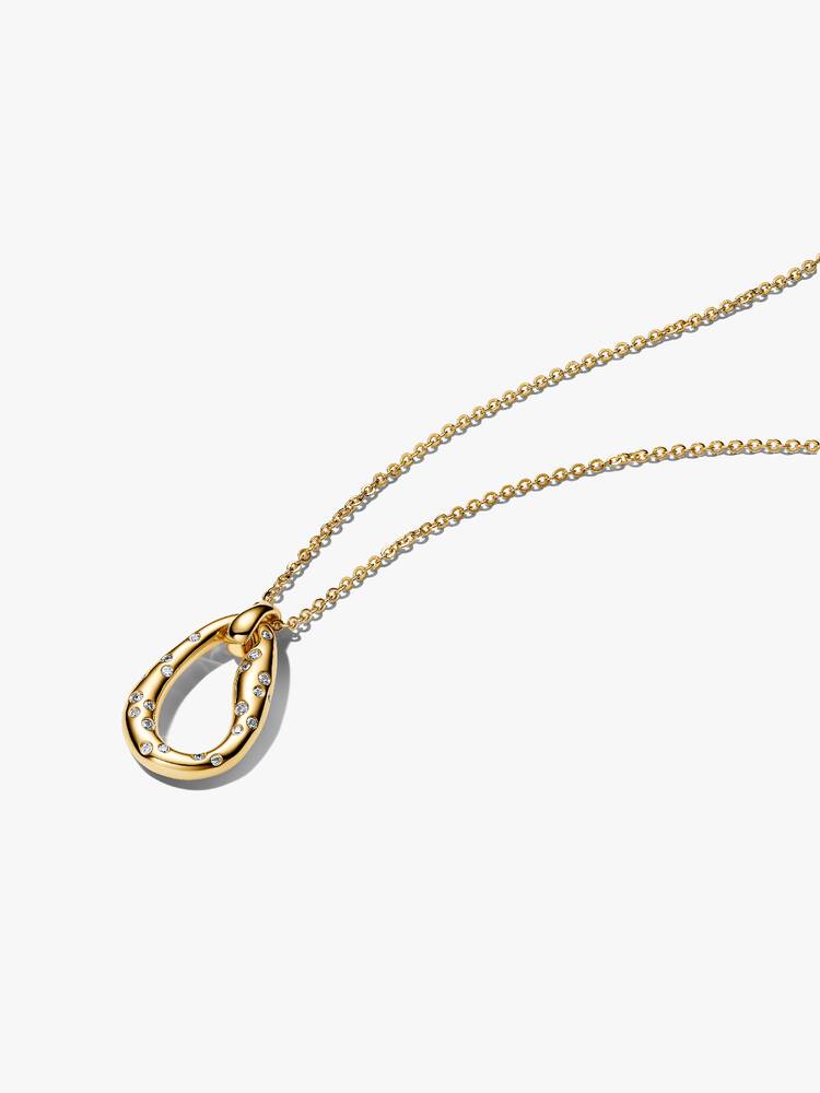 14k gold-plated collier with clear cubic zirconia