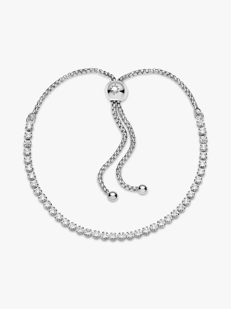 Rhodium plated sterling silver bracelet with clear