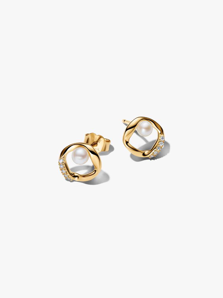 14k gold-plated stud earrings with white treated f