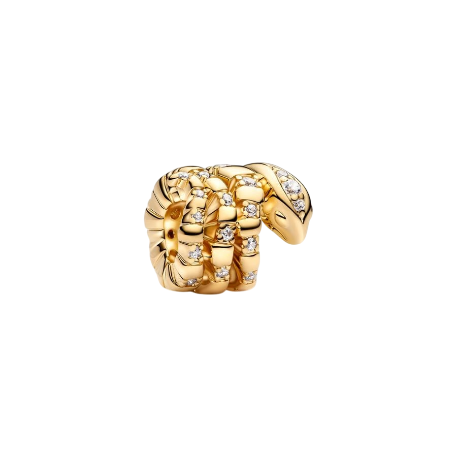 Snake 14k gold-plated charm with clear cubic zirco