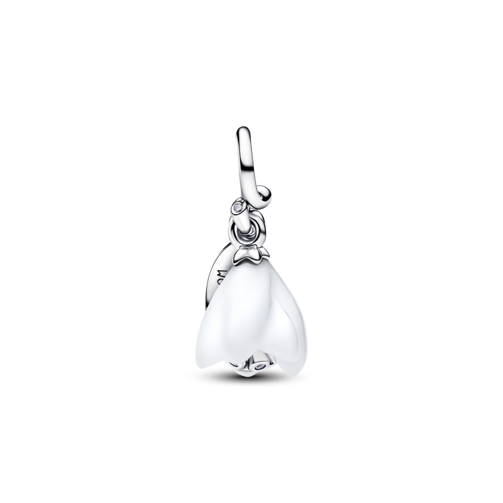Snowdrop flower sterling silver dangle with clear 