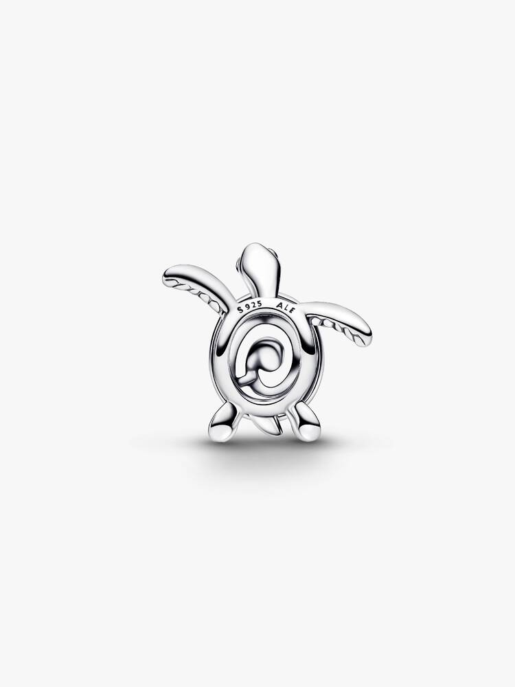 Openwork turtle sterling silver charm with turquoi