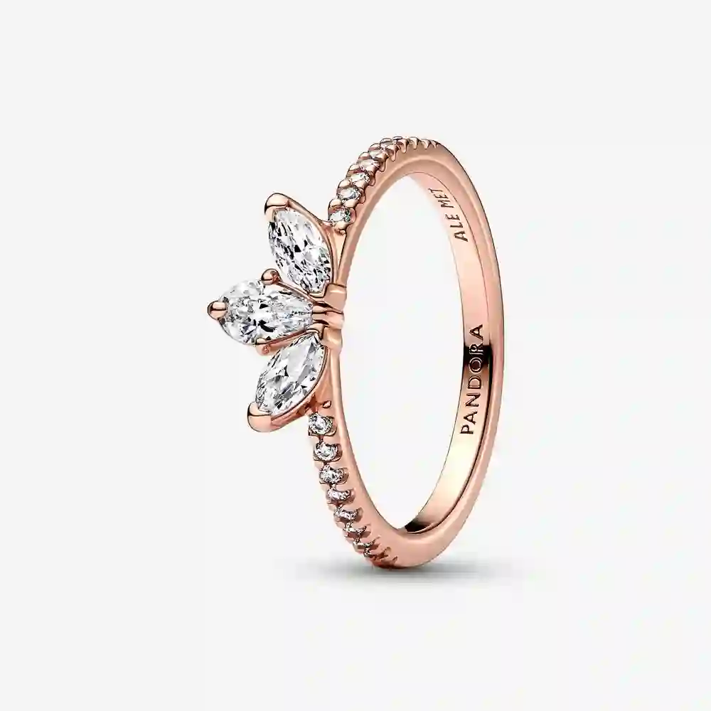 Herbarium cluster 14k rose gold-plated ring with c