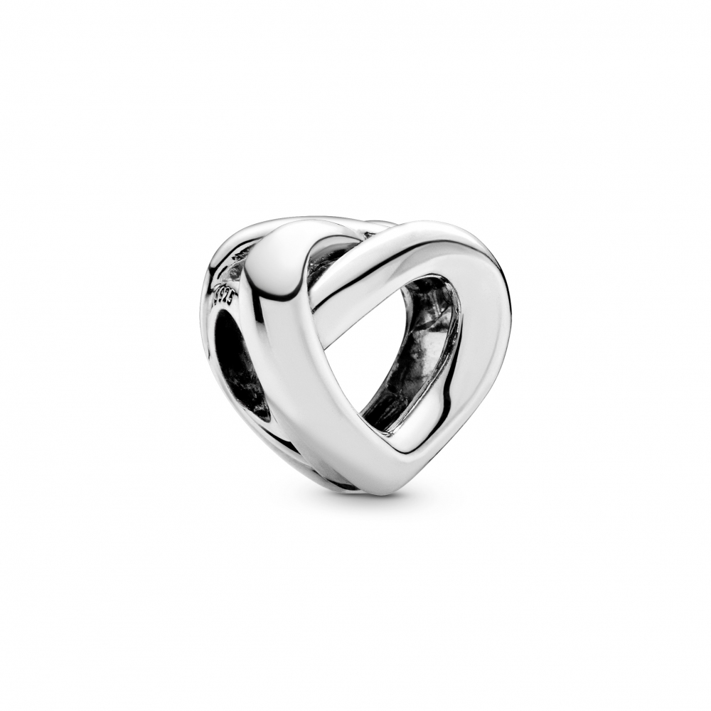 Knotted heart silver charm