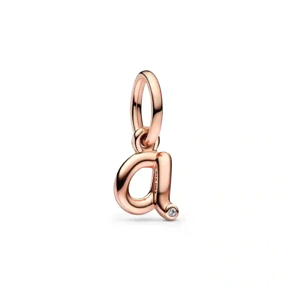 Letter a 14k rose gold-plated dangle with clear cubic zirconia