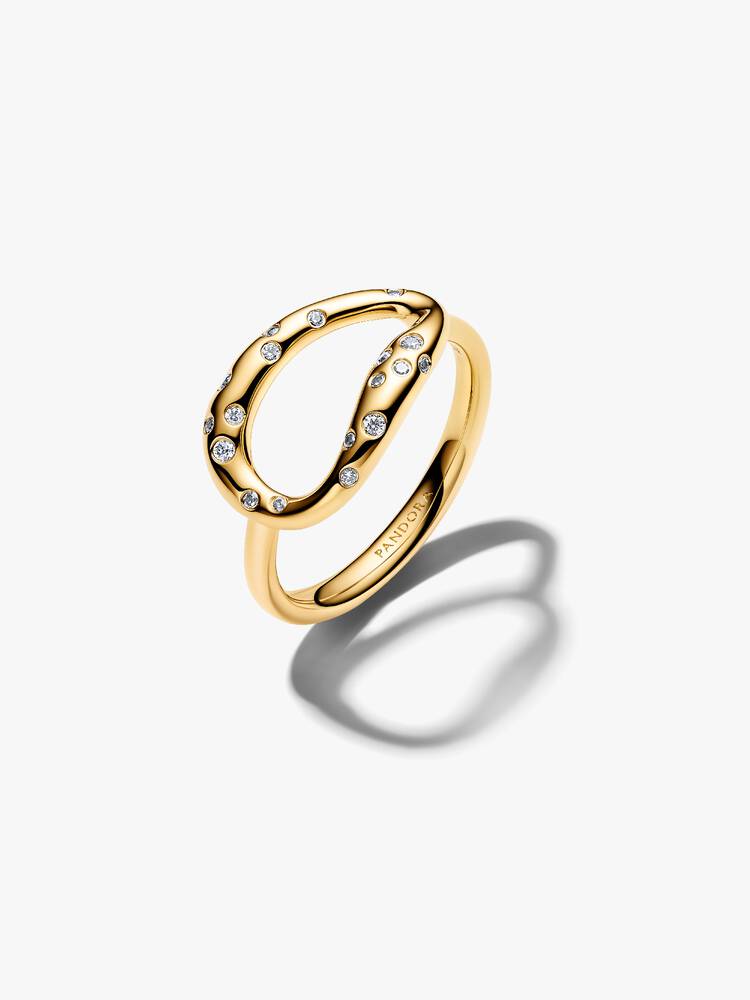 14k gold-plated ring with clear cubic zirconia