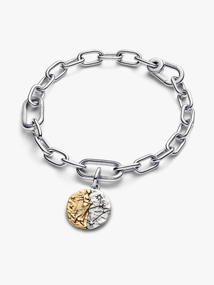 Virgo sterling silver and 14k gold-plated medallion with clear cubic zirconia
