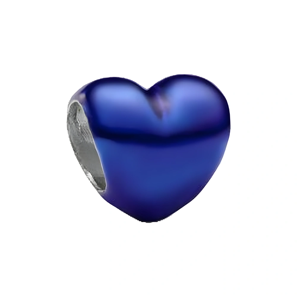 Heart sterling silver mini charm with blue enamel