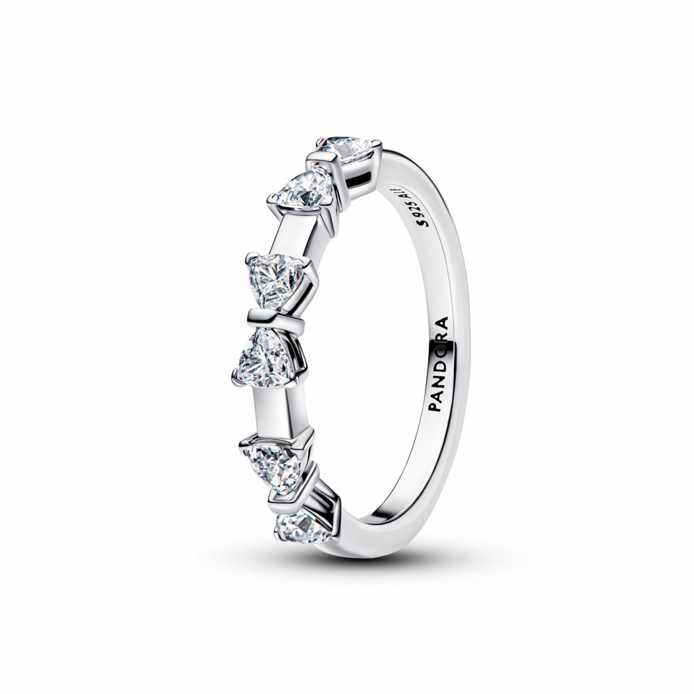 Bow sterling silver ring with clear cubic zirconia