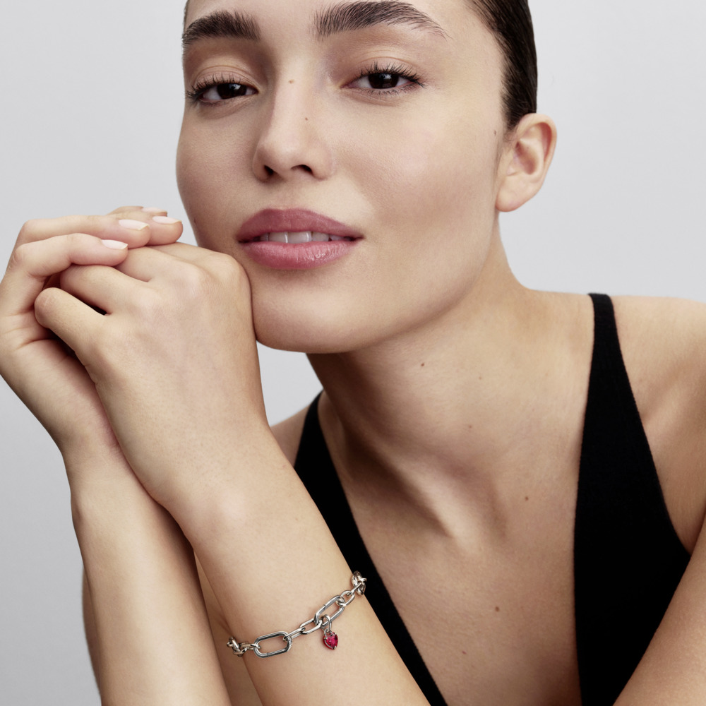 Heart sterling silver mini dangle with salsa red c