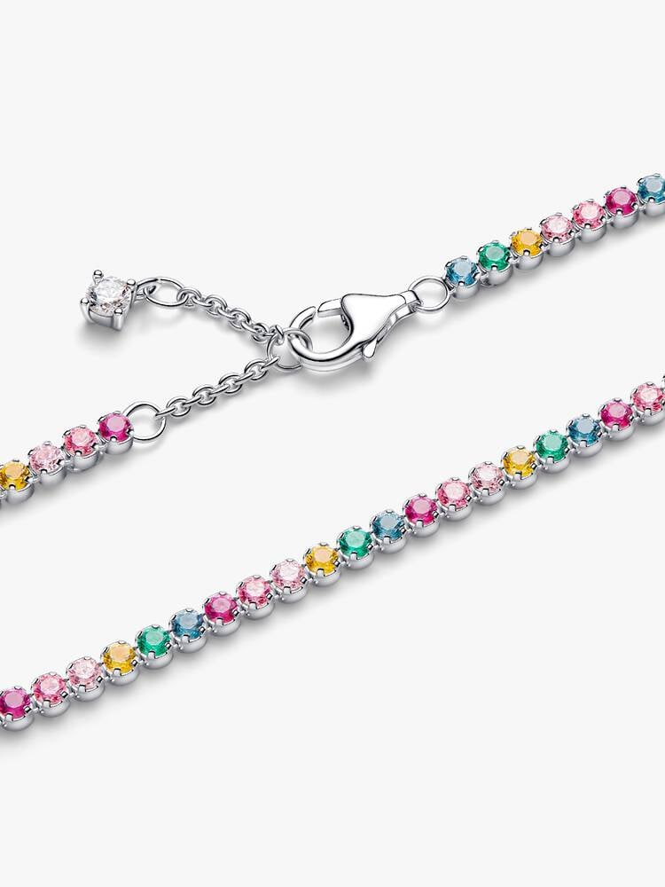 Sterling silver tennis bracelet with yellow, blue,