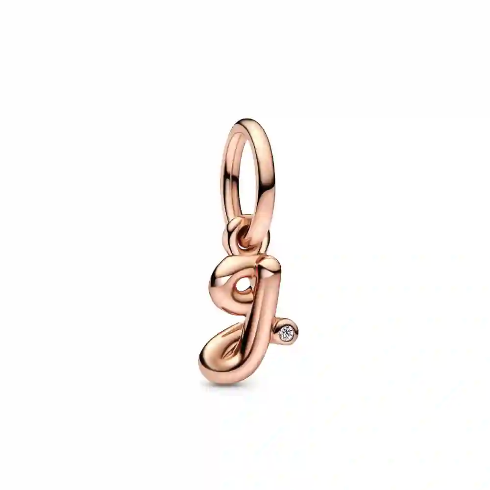 Letter g 14k rose gold-plated dangle with clear cubic zirconia