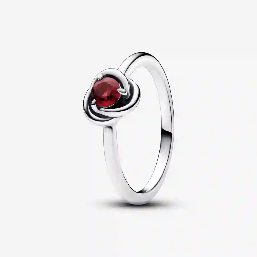 Sterling silver ring with true red crystal