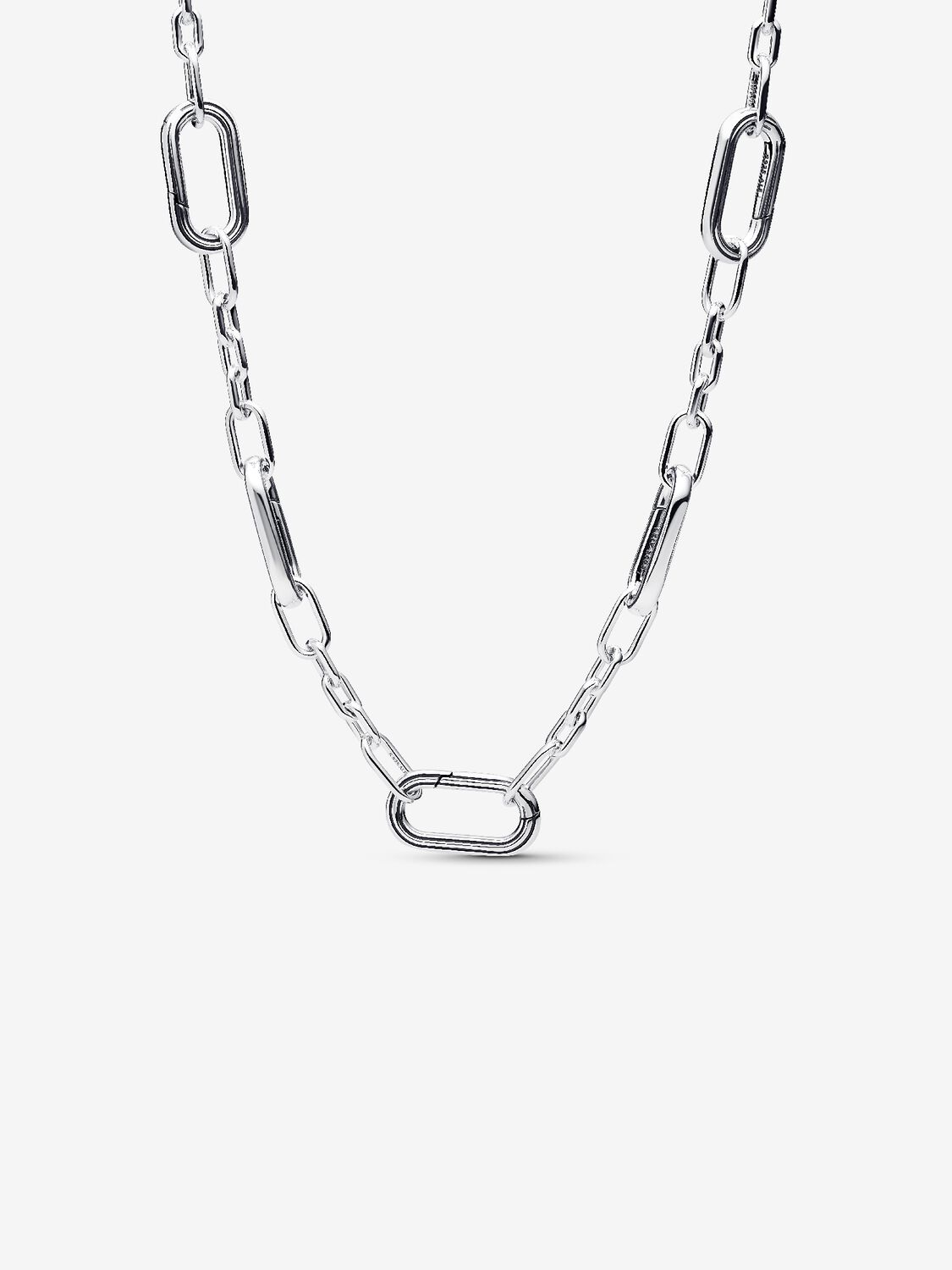 Sterling silver small-link necklace with five openable links