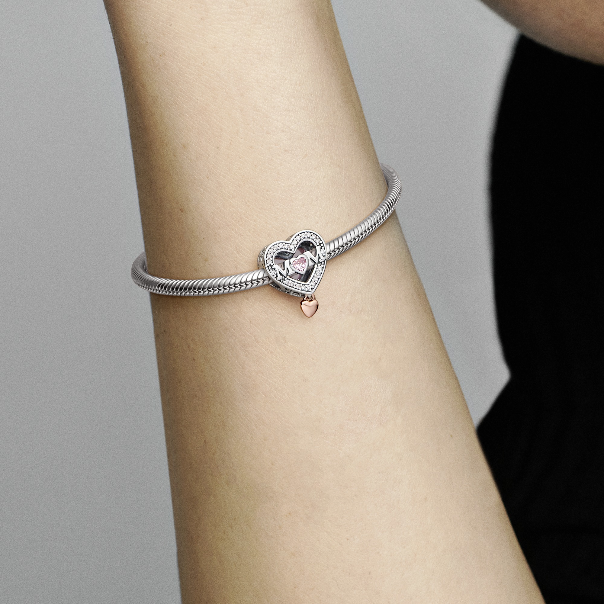 Mum heart sterling silver and 14k rose gold-plated