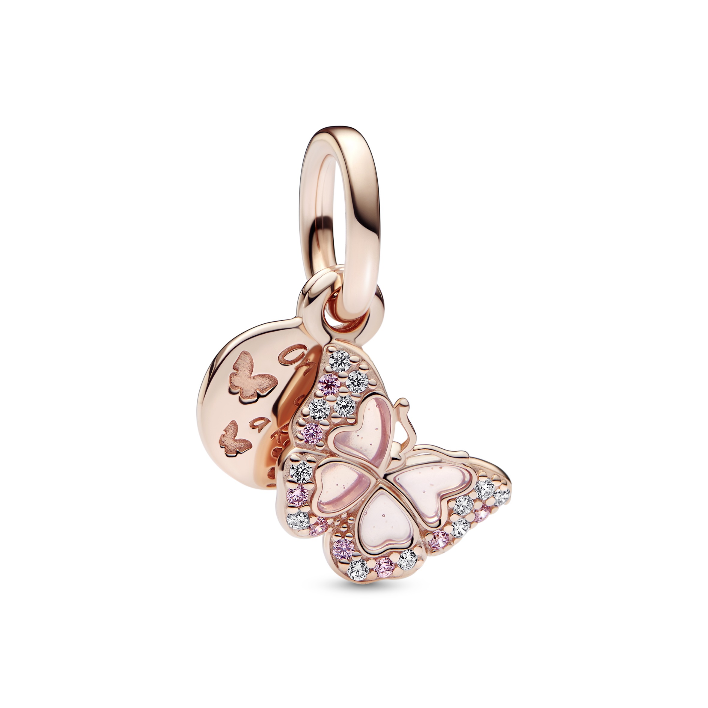 Butterfly 14k rose gold-plated dangle with fancy f