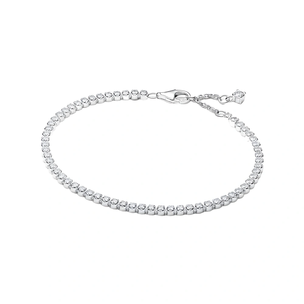 Sterling silver tennis bracelet with clear cubic z