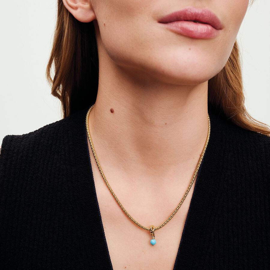 14k Gold-plated dangle with capri blue crystal
