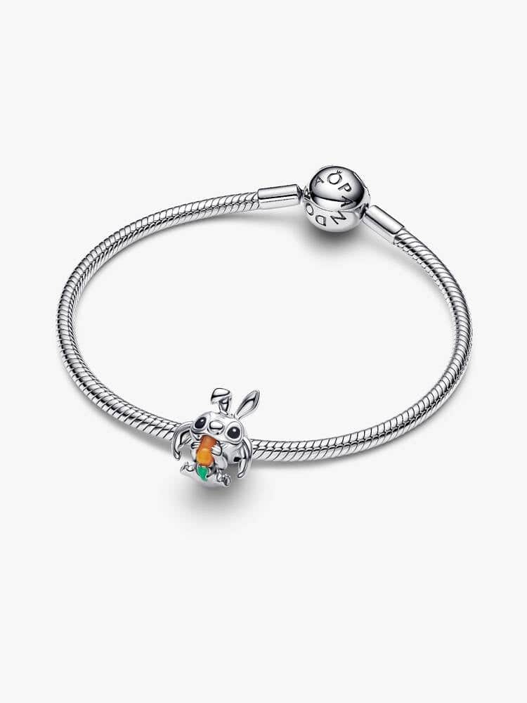 Disney Stitch sterling silver charm with orange im