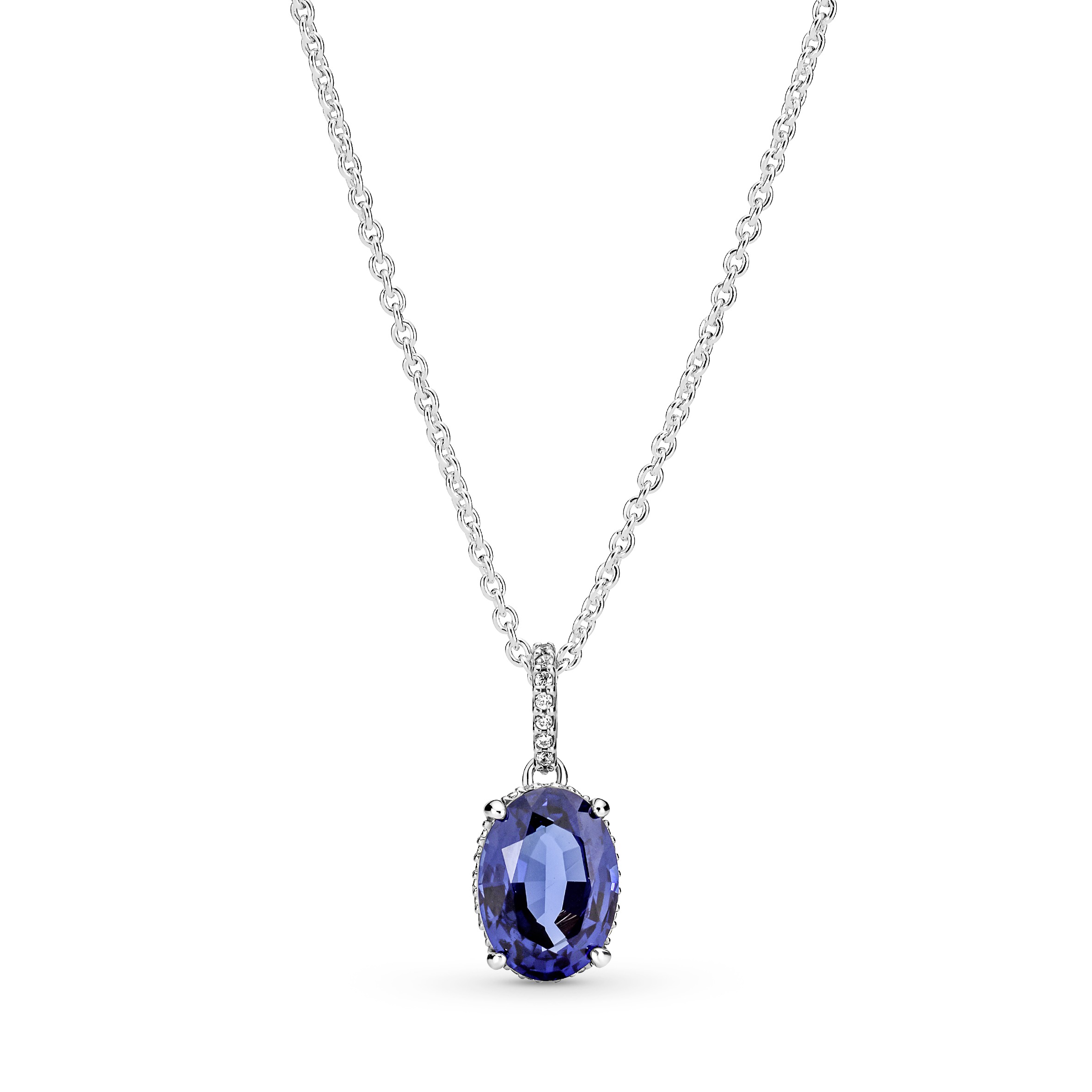 Sterling silver collier with princess blue crystal