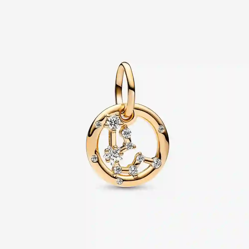 Aquarius zodiac 14k gold-plated dangle with clear 