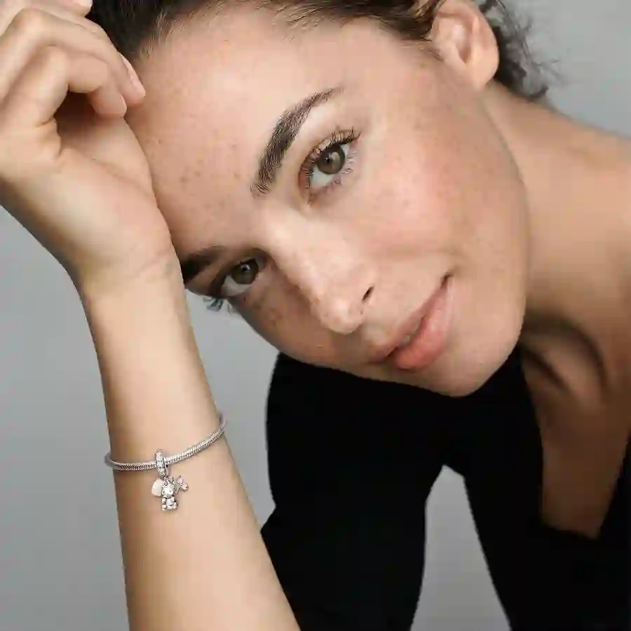 Silver dangle with clear cubic zirconia and silver