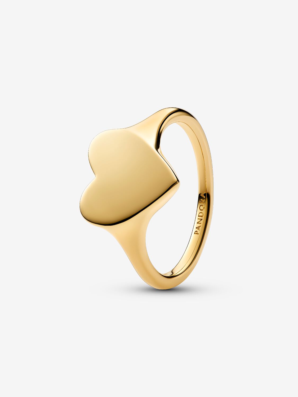 Engravable heart 14k gold-plated ring