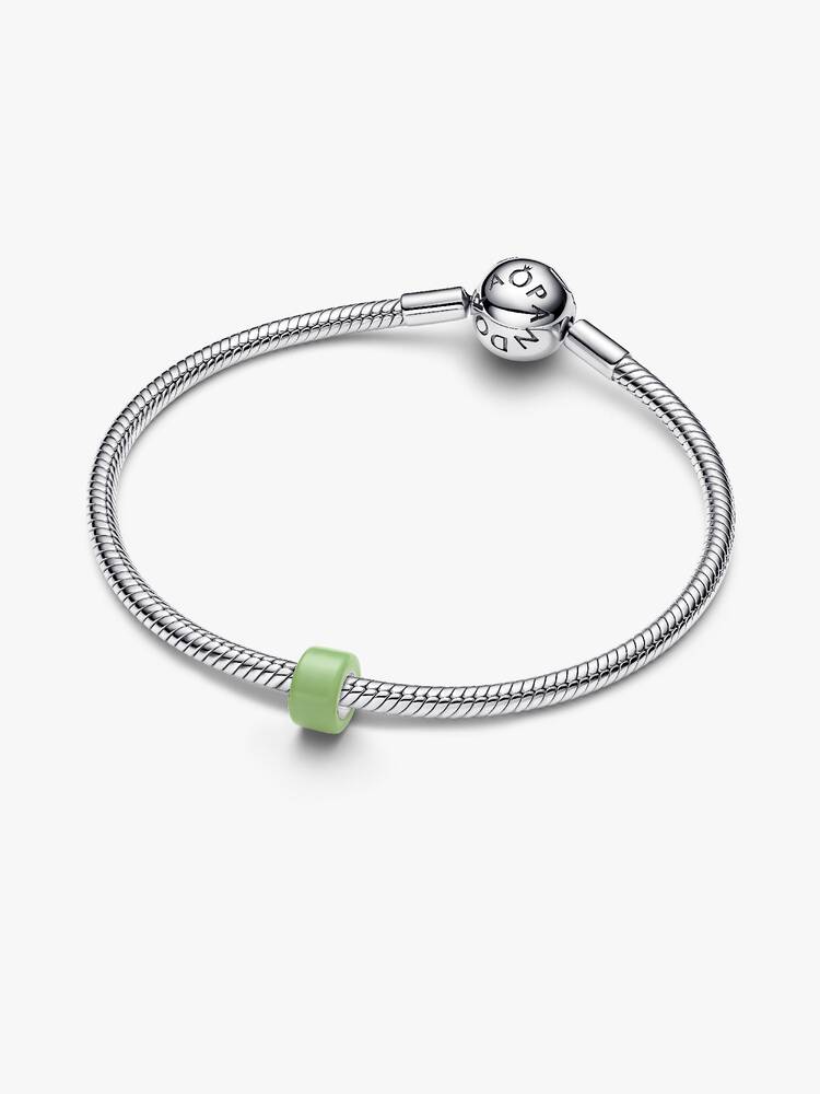 Sterling silver mini charm with green Murano glass