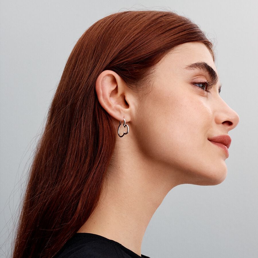 Disney Mickey silhouette sterling silver hoop earr