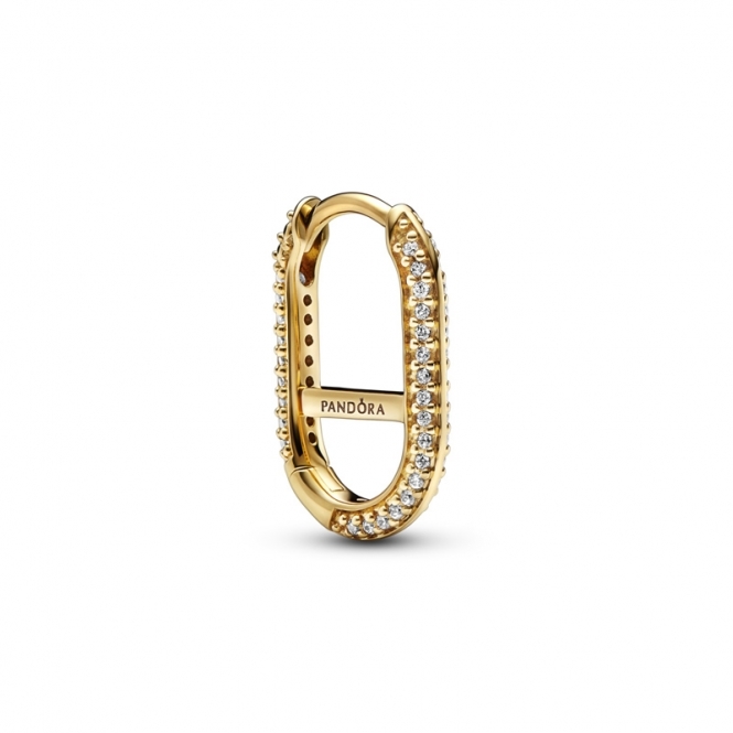 14k gold-plated hoop link earring with clear cubic
