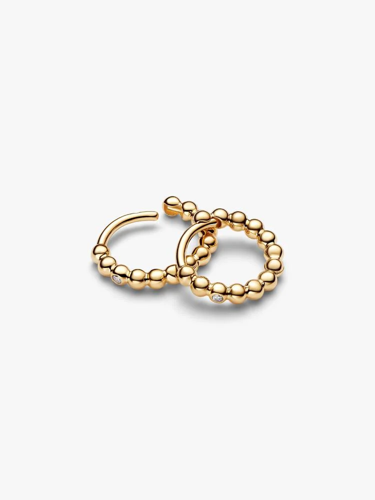 14k gold-plated huggie hoop earrings with clear cubic zirconia