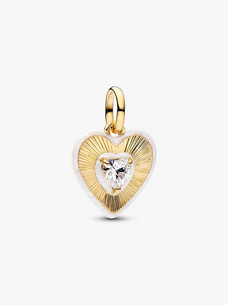 Heart 14k gold-plated medallion with clear cubic z