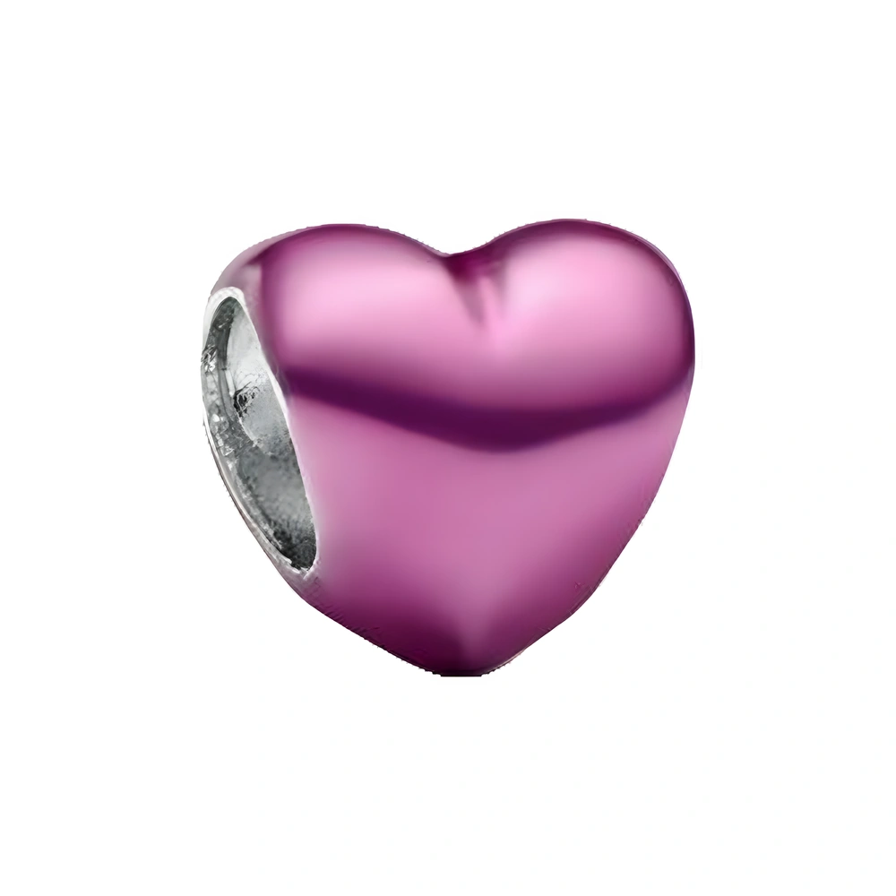 Heart sterling silver mini charm with pink enamel