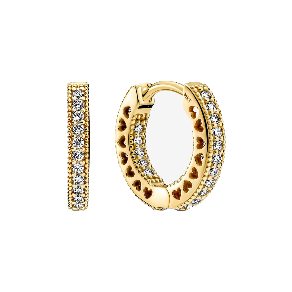 14k Gold-plated hoop earrings with clear cubic zir